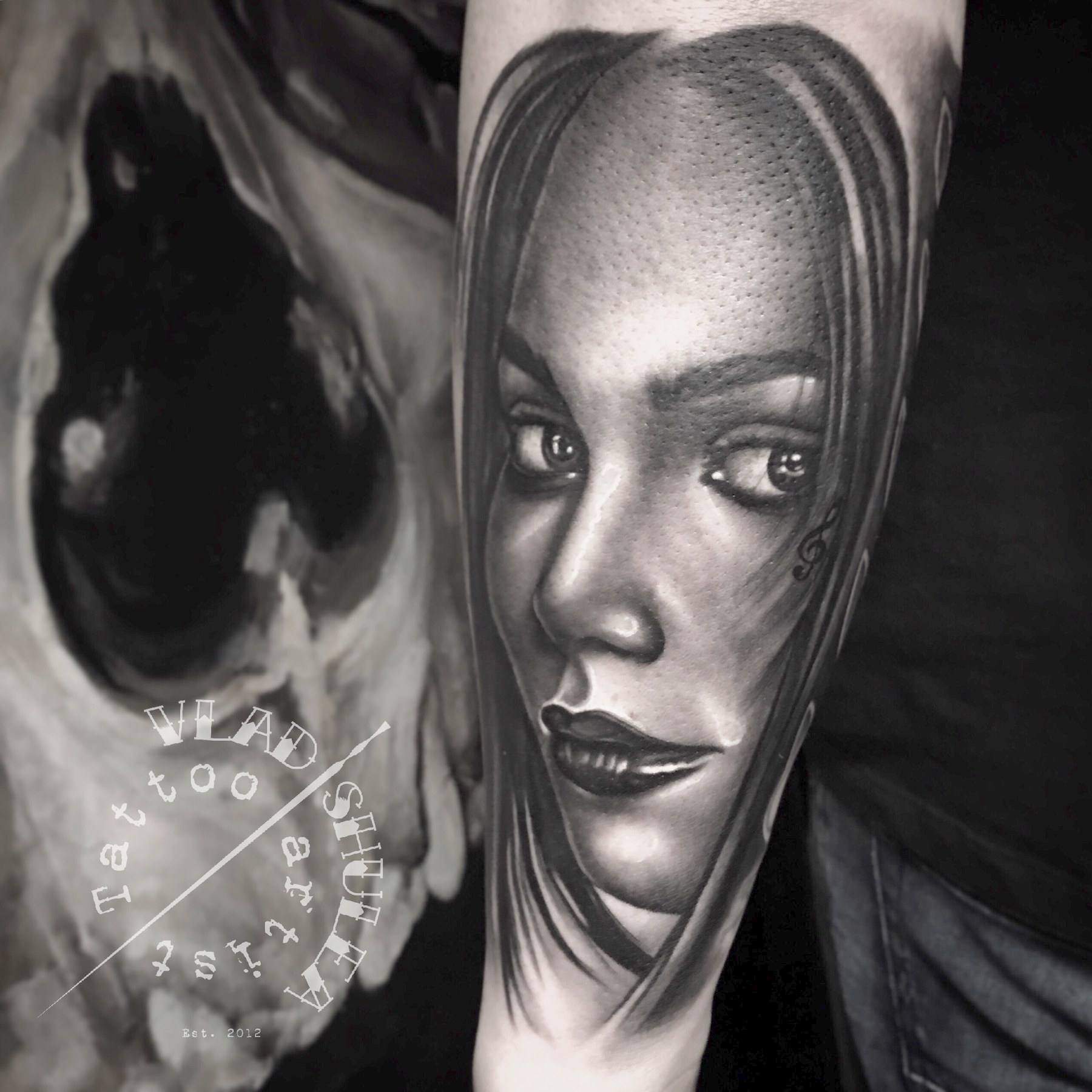 Portret realist de femeie, black and grey, Vlad Shulea, Ace Tattoo București